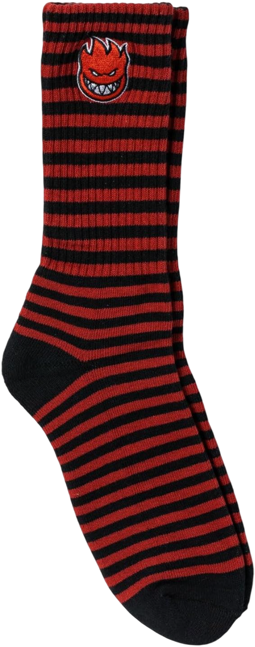 Wheels Socks Bighead Fill Embroidered Stripe Red Black