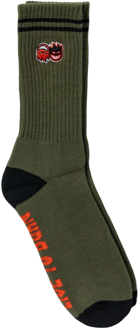 Wheels Socks Eternal Fill Embroidered Olive/Black/Red Green by Spitfire
